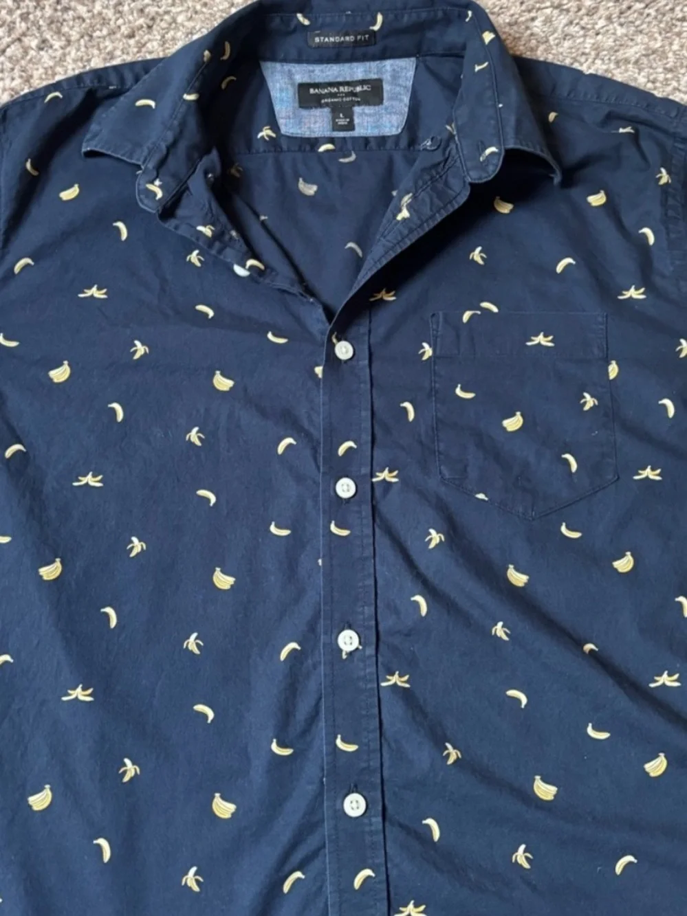 Banana Republic Men's Navy Short-Sleeve Banana Shirt